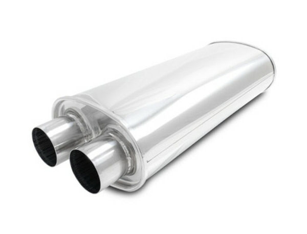 Vibrant Streetpower Oval Muffler 2.50in Dual Inlet/Outlet 18in Body Length
