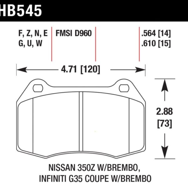 Hawk 04-09 Infiniti G35 3.5L Base Brembo Brakes OE Incl.Pin Clips Shims Front ER-1 Brake Pads