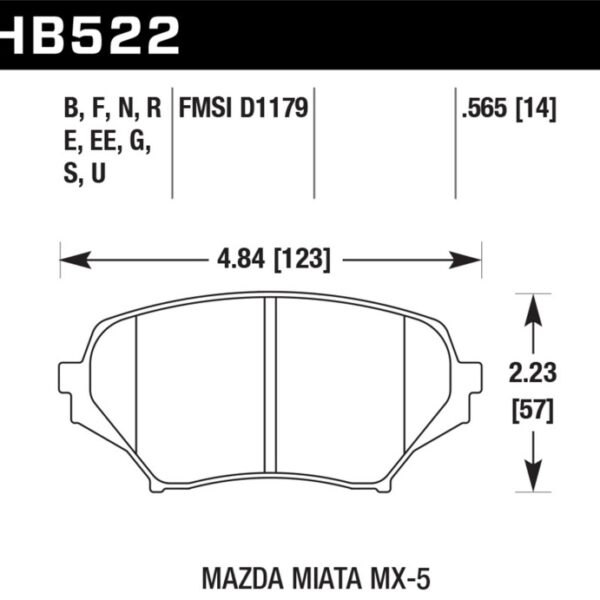 Hawk 2015 Mazda MX-5 Miata 2.0L 25th Anniversary Edition OE Incl.Clips Front ER-1 Brake Pads