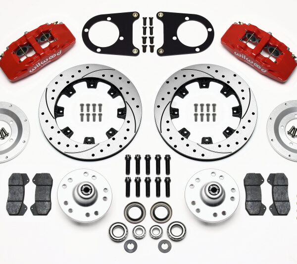 Wilwood Dynapro 6 Front Hub Kit 12.19in Drilled Red 37-48 Ford Psgr. Car Spindle