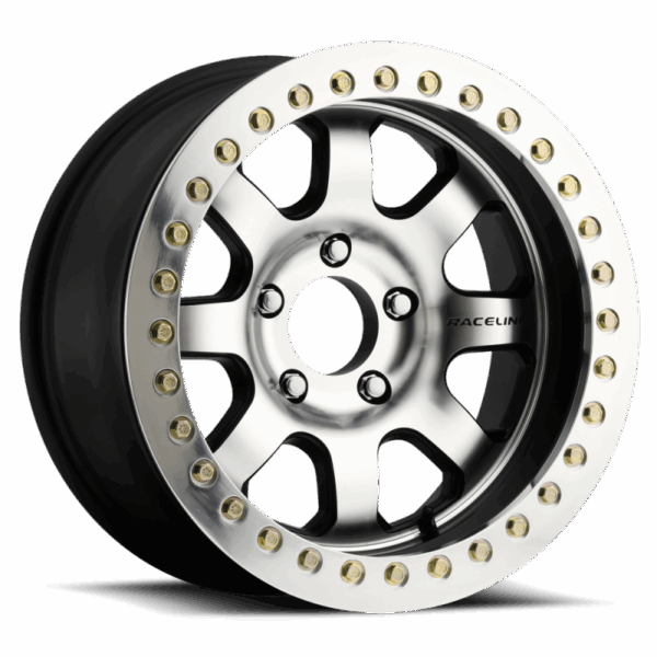 Raceline RT260 Avenger 17x8.5in/5x127 BP/-19mm Offset/83.82mm Bore - Black & Machined Beadlock Wheel