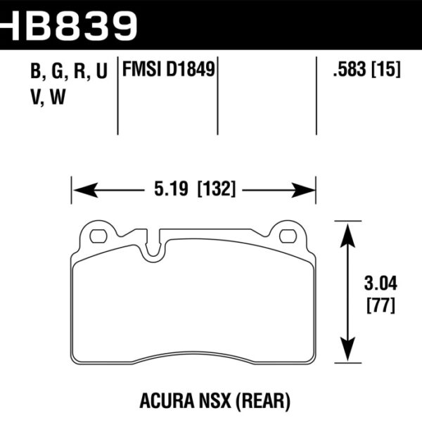 Hawk 2017 Acura NSX DTC-60 Race Rear Brake Pads