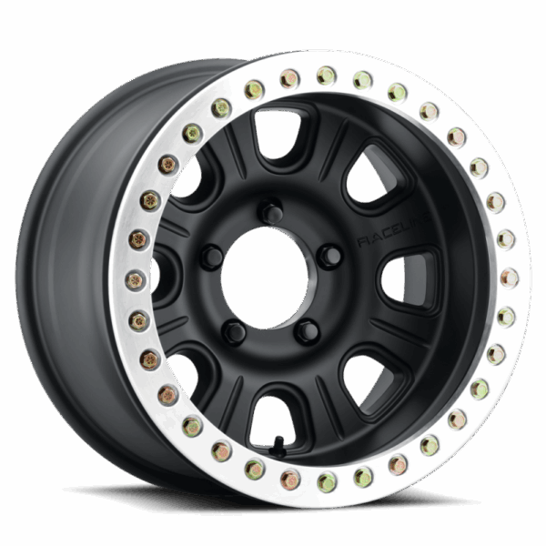 Raceline RT231 Monster 17x9.5in/5x139.7 BP/-32mm Offset/107.95mm Bore BLK & MACH Ring Beadlock Wheel