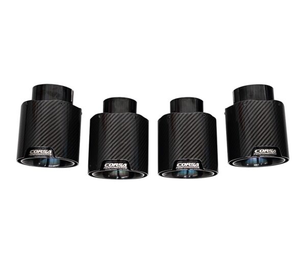 Corsa 20-24 Chevrolet Corvette C8 RWD 4.5in Carbon Fiber Black PVD Tip Kit (For Corsa Exhaust Only)