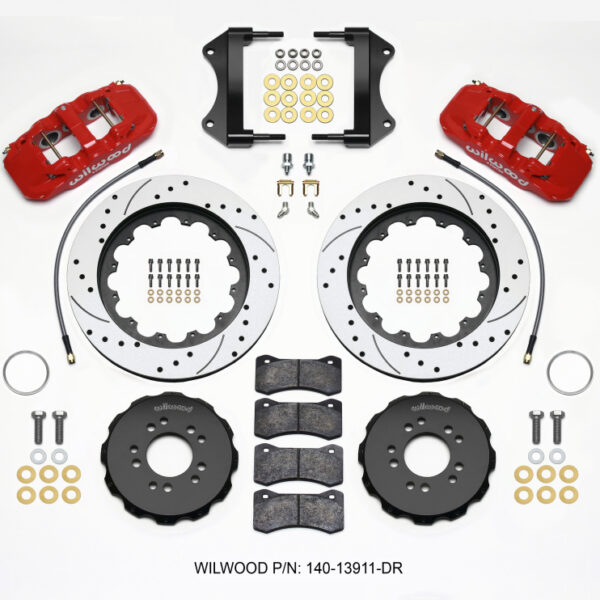 Wilwood AERO6 Front Hat Kit 15.00 Drilled Red 2014-up Corvette C7 w/Lines