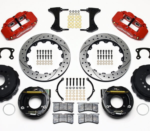 Wilwood Narrow Superlite 4R Rear P-Brk Kit 12.88in Drilled Red Small Ford 2.66in Offset