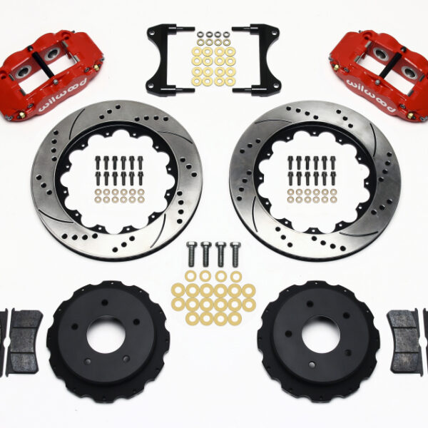 Wilwood Narrow Superlite 4R Rear Kit 14.00in Drill Red 65-82 Corvette C2/C3