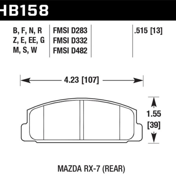 Hawk 03-05 Mazda 6 2.3L i OE Incl.Clips Shims Springs Rear ER-1 Brake Pads