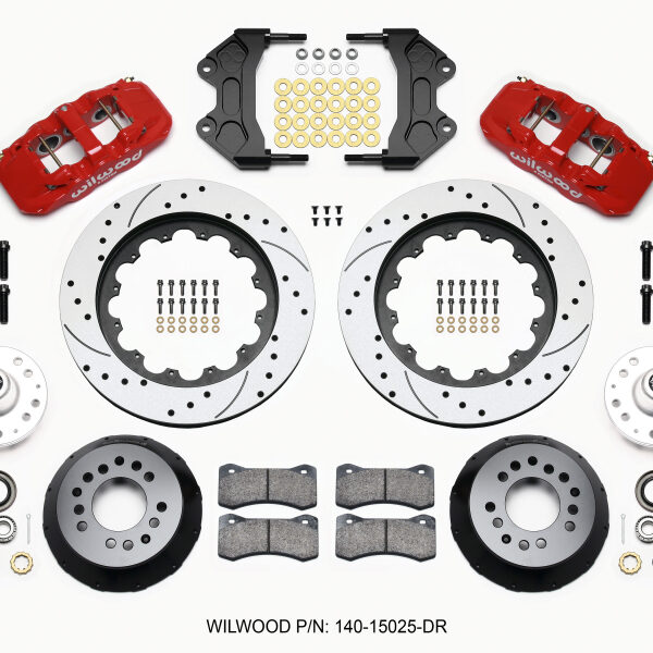 Wilwood AERO6 Front Hub Kit 15.00 Drilled-Red WWE ProSpindle