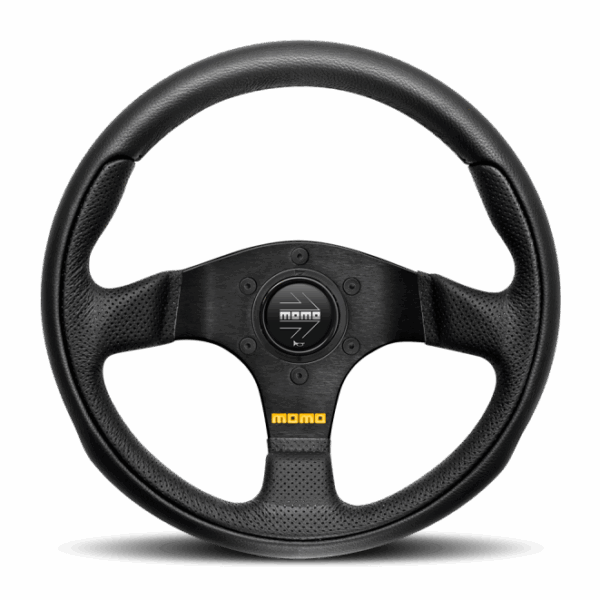 Momo Team Steering Wheel 300 mm - 4 Black Leather/Black Spokes