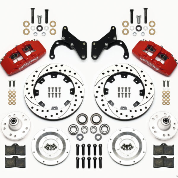 Wilwood Dynapro 6 Front Hub Kit 12.19in Drilled Red 69-70 Impala Drum/Disc 69-82 Vette