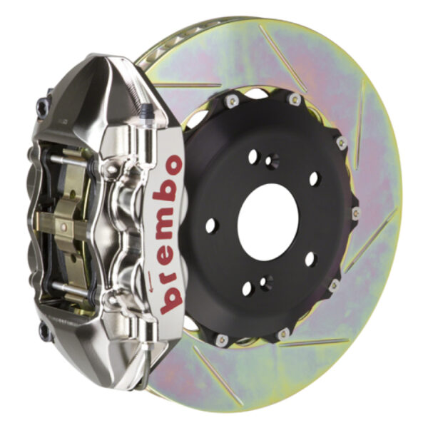 Brembo 99-07 Evo VI/VII/VIII/IXRear GTR BBK 4 Piston Billet 328x28 2pc Rotor Slotted Type1 - Nickel