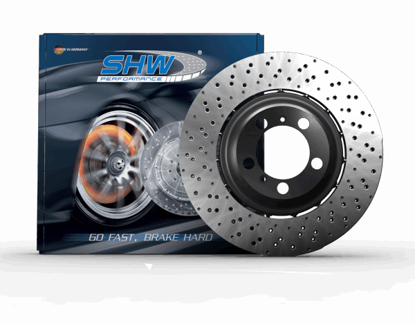SHW 12-13 Audi TT Quattro RS 2.5L Front Drilled-Dimpled Lightweight Brake Rotor (8J0615301K)