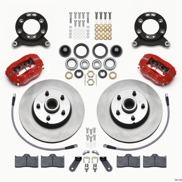 Wilwood Forged Dynalite-M Front Kit 11.30in 1 PC Rotor&Hub Red 1970-1973 Mustang Disc & Drum Spindle