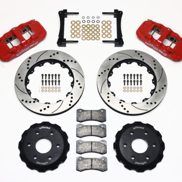 Wilwood AERO6 Front Truck Kit 14.25in Drill Red 1999-2014 GM Truck/SUV 1500