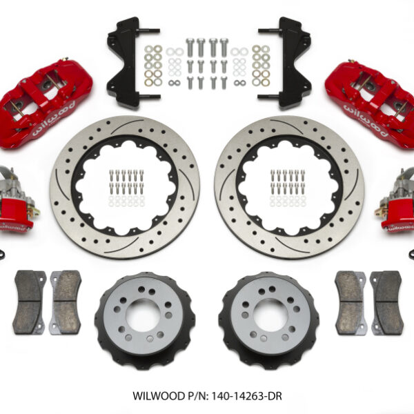 Wilwood AERO4 / MC4 Rear Kit 14.00 Drilled Red Currie Pro-Tour Unit Bearing Floater