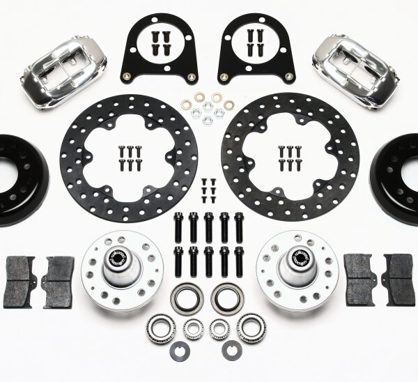 Wilwood Forged Dynalite Front Drag Kit Drilled Polished 37-48 Ford Psgr. Car Spindle