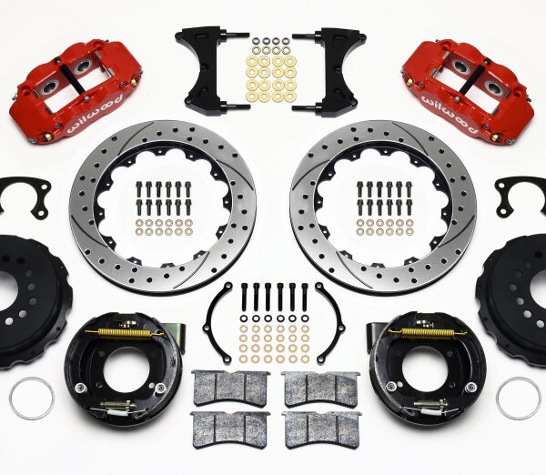 Wilwood Narrow Superlite 4R Rear P-Brk Kit 12.88in Drill Red Big Ford New Style 2.50in Offset