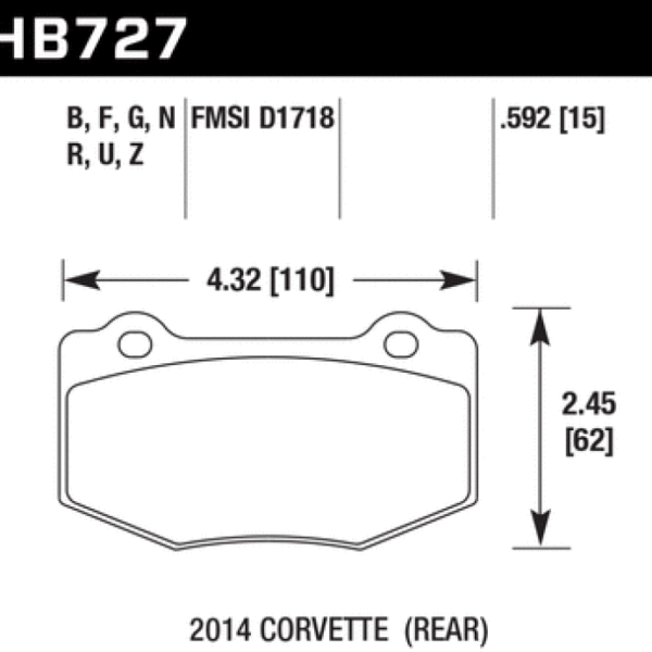 Hawk 14-18 Chevrolet Corvette Rear ER-1 Brake Pad Set