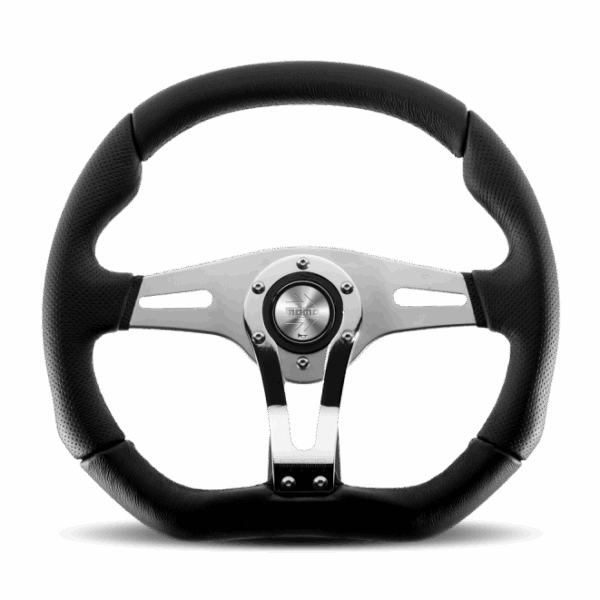 Momo Trek RSteering Wheel - Trek R/350 mm mmeter -  Black AirLeather/Brshd Al Spokes