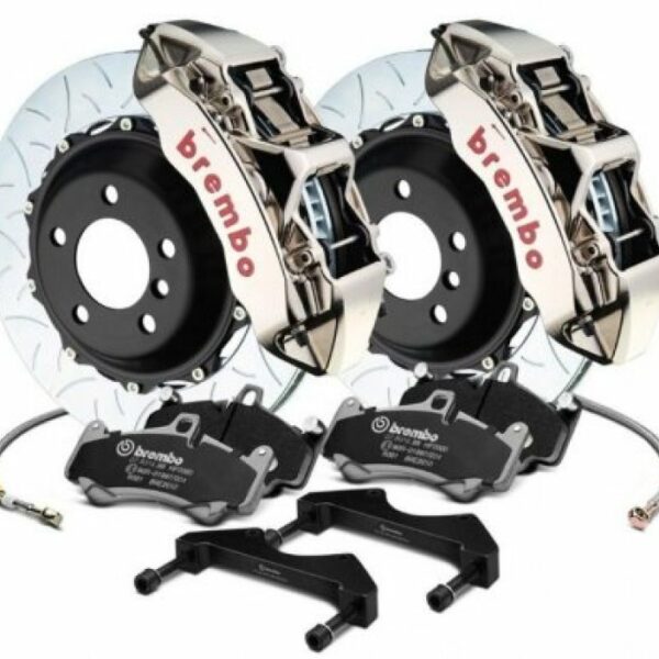 Brembo 06-13 Corvette Z06 Excl CC Brakes Fr GTR BBK 6Pist Billet 380x32 2pc Rotor Slot Type3-Nickel