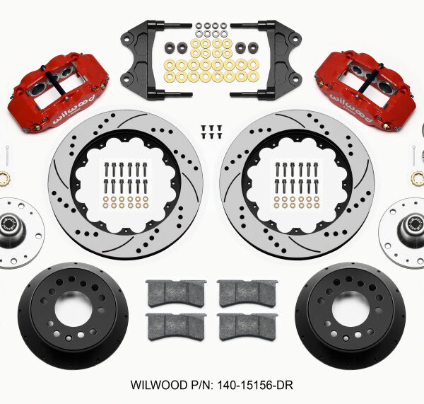 Wilwood Narrow Superlite 6R Front Hub Kit 14.00in Drill Red WWE ProSpindle (5x4.75in 5x5.00in Hub)