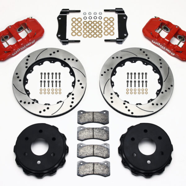 Wilwood AERO4 RearTruck Kit 14.25in Drill Red 1999-2010 GM 1500-SUV 1 Piston OE Caliper