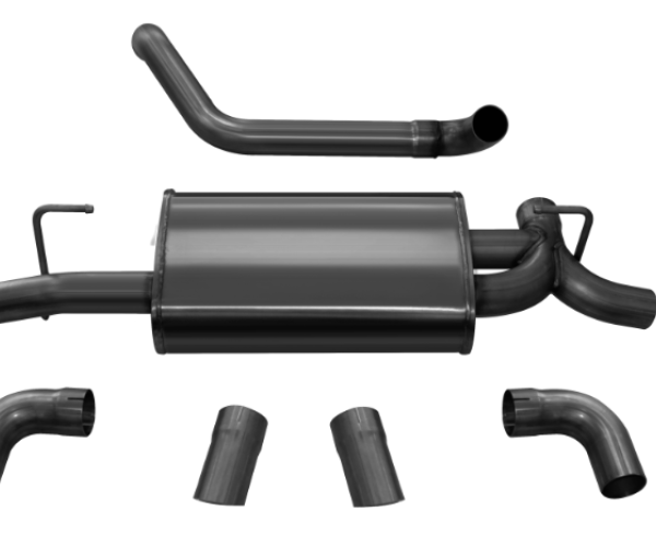 Corsa 2018-2024 Jeep Wrangler JL 2.5in Dual Rear Turn Down Exit Black Sport Axle-Back Exhaust