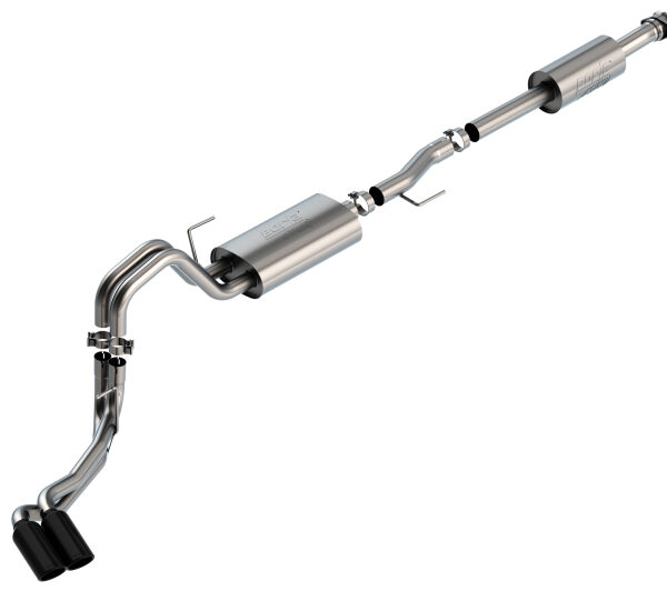 Borla F-150 2021 3.3L CC SB EC STB XL/XLT/Lariat/KR/Plnm/LTD 3/2.25 DSE Cat-Back ATAK Black CHR Tips