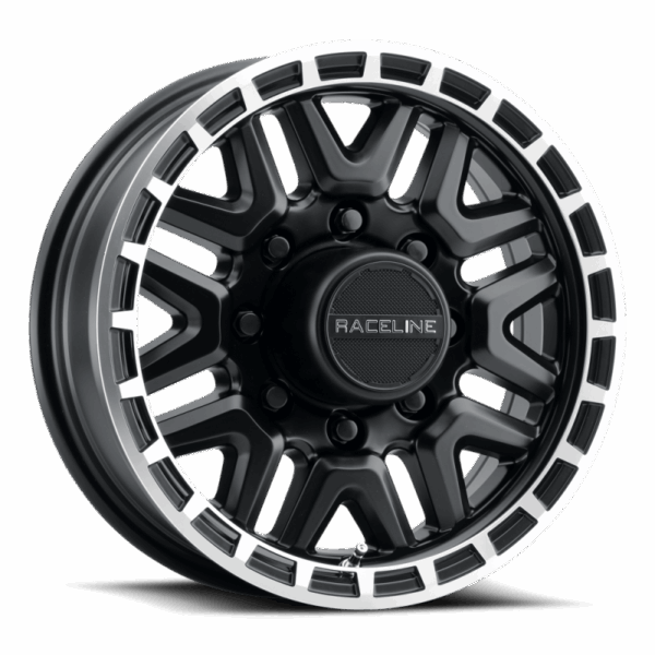 Raceline 953BM Krank 16x6in / 8x165.1 BP / 0mm Offset / 4.90mm Bore - Black & Machined Wheel