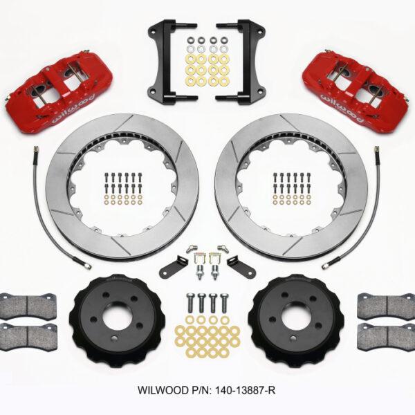 Wilwood AERO6 Front Hat Kit 15.00 Red 2015-Up Mustang w/Lines