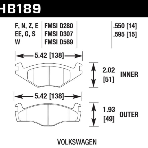 Hawk 91-93 Volkswagen Cabriolet Front ER-1 Brake Pads